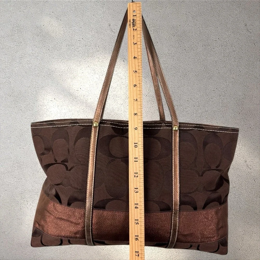 Y2K Coach 11099‎ Legacy Signature Stripe Brown Jacquard Large Tote With Dust bag